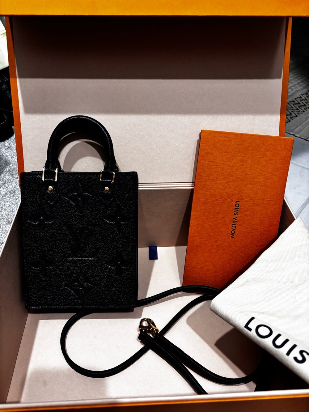 Louis Vuitton Black Embossed Mini Tote with Removable Strap - Picture 2 of 11